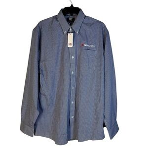 Cutter & Buck Shirt Size L Long Sleeve Button Down Blue Check COMPANY LOGO New